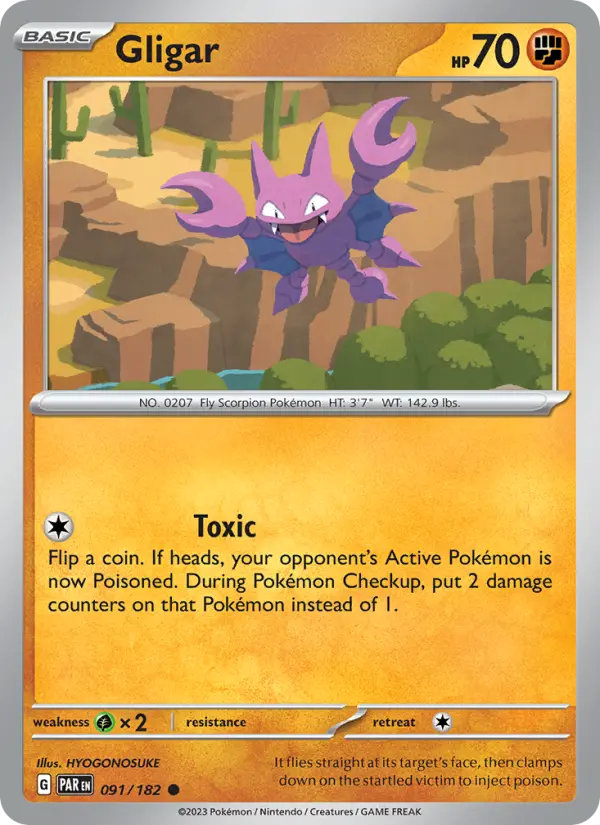 Gligar Reverse Holo 091/182 Paradox Rift Pokémon Card