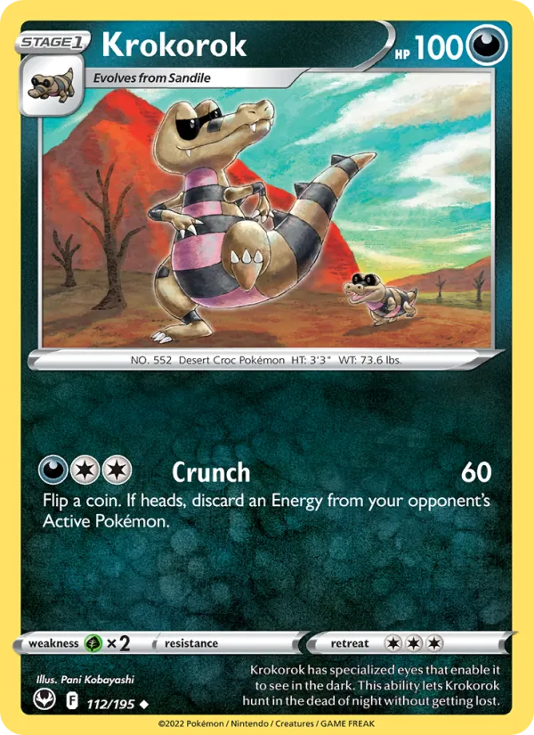 Krokorok Reverse Holo 112/195 Silver Tempest Pokémon Card