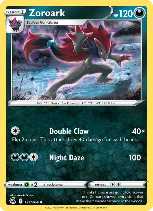Zoroark Reverse Holo 171/264 Fusion Strike Pokémon Card