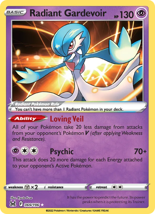 Radiant Gardevoir Holo 069/196 Lost Origin Pokémon Card