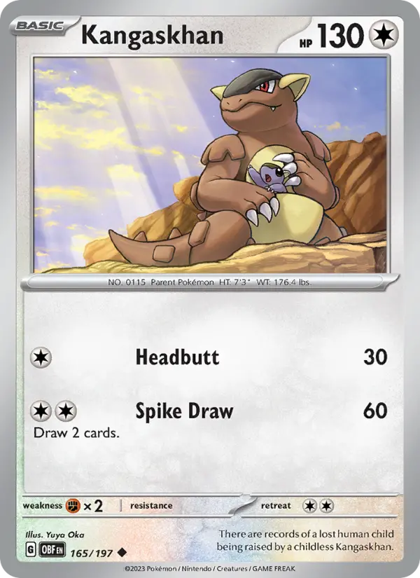 Kangaskhan Reverse Holo 165/197 Obsidian Flames Pokémon Card