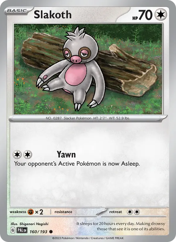 Slakoth Non-Foil 160/193 Paldea Evolved Pokémon Card