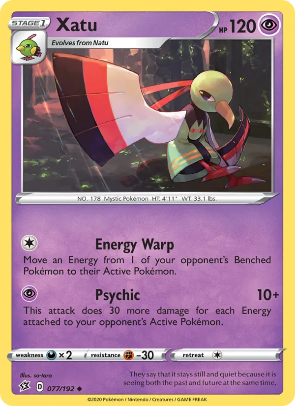 Xatu Reverse Holo 077/192 Rebel Clash Pokémon Card