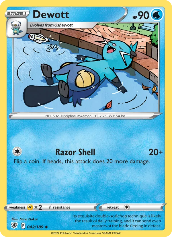 Dewott Reverse Holo 042/189 Astral Radiance Pokémon Card
