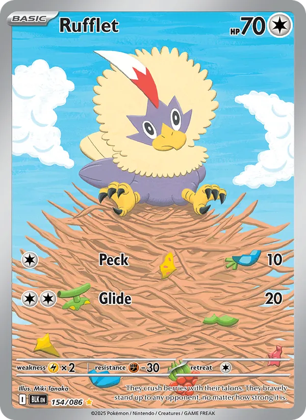 Rufflet Holo 154/86 Black Bolt Pokémon Card