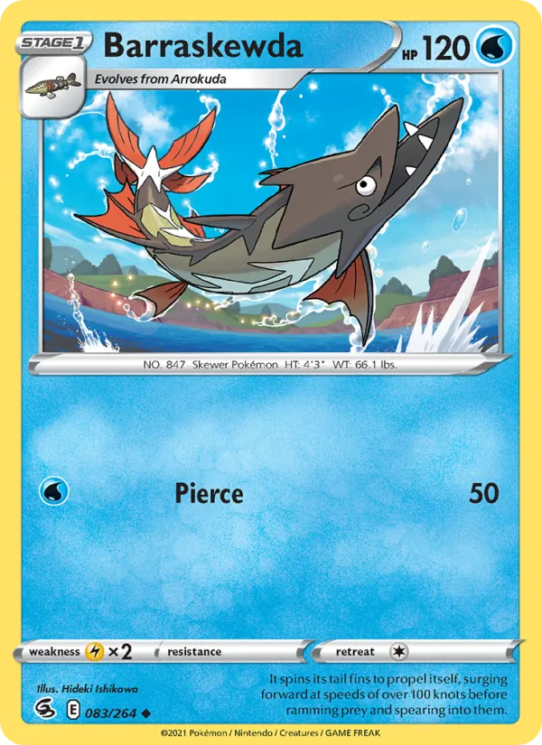 Barraskewda Reverse Holo 083/264 Fusion Strike Pokémon Card