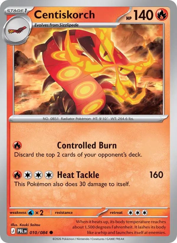 Centiskorch Reverse Holo 010/84 Pitch Black Pokémon Card