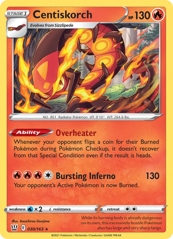 Centiskorch Reverse Holo 030/163 Battle Styles Pokémon Card