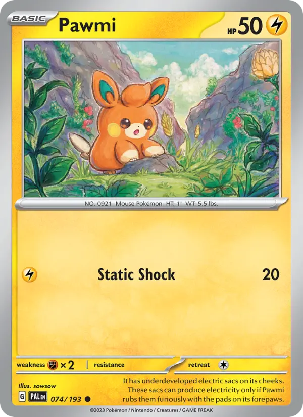 Pawmi Non-Foil 074/193 Paldea Evolved Pokémon Card