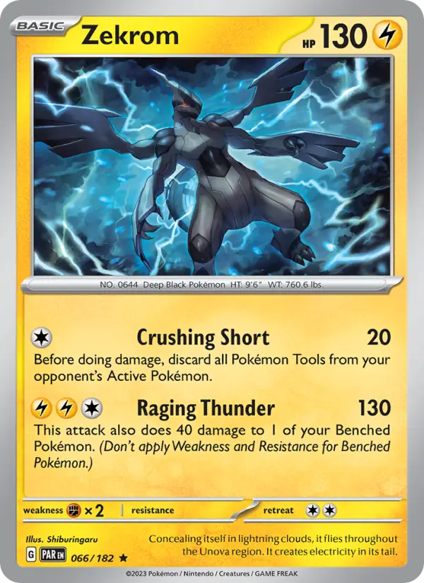 Zekrom Reverse Holo 066/182 Paradox Rift Pokémon Card