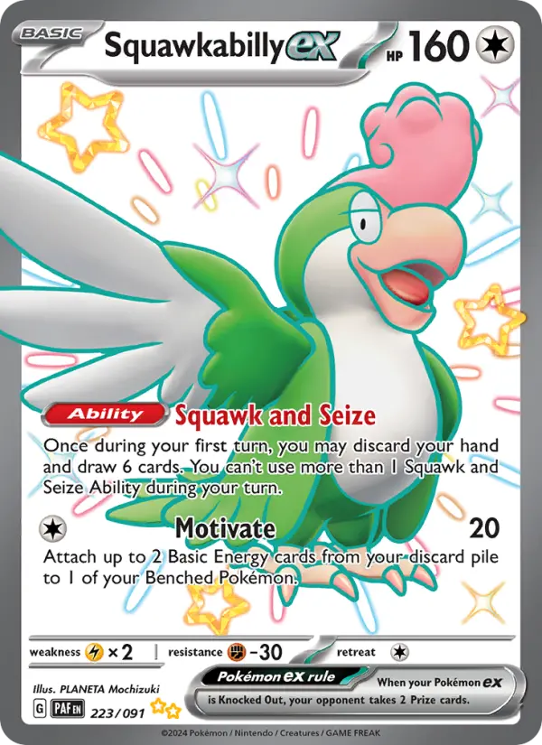 Squawkabilly ex Holo 223/91 Paldean Fates Pokémon Card
