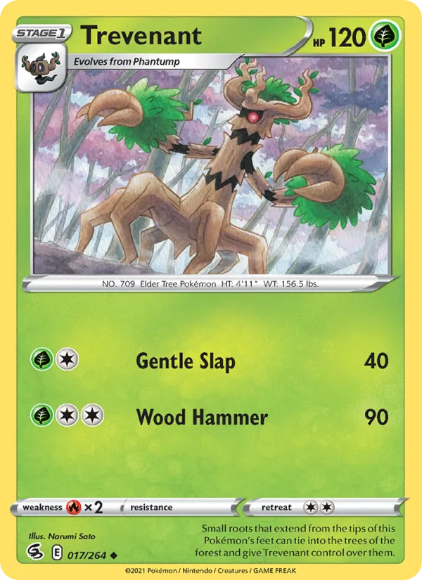 Trevenant Reverse Holo 017/264 Fusion Strike Pokémon Card