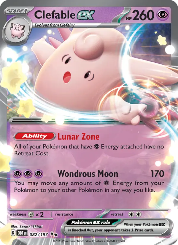 Clefable ex Holo 082/197 Obsidian Flames Pokémon Card
