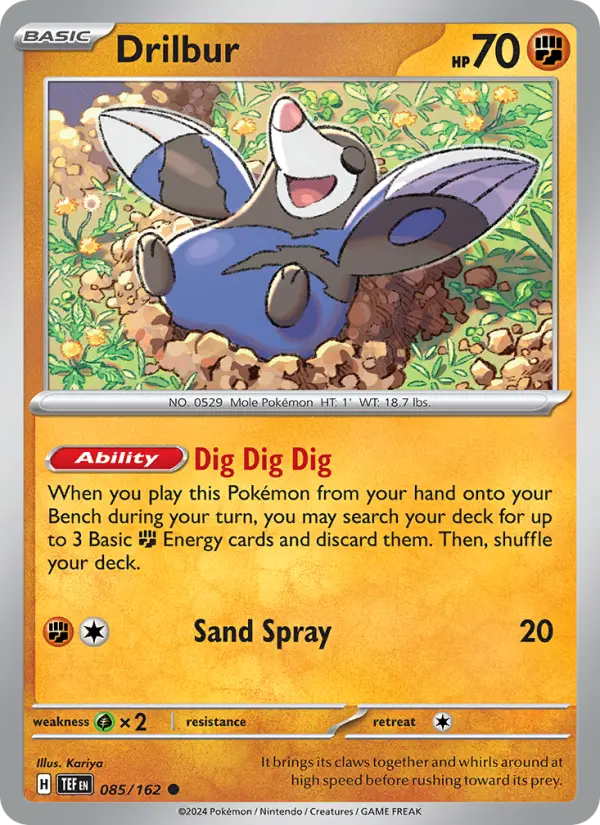 Drilbur Reverse Holo 085/162 Temporal Forces Pokémon Card