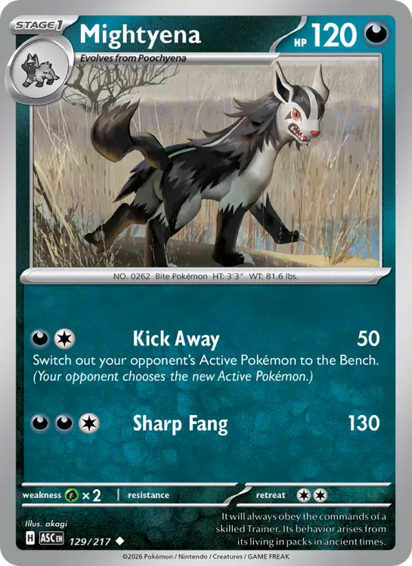 Mightyena Reverse Holo 129/217 Ascended Heroes Pokémon Card