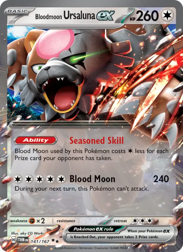Bloodmoon Ursaluna ex Holo 141/167 Twilight Masquerade Pokémon Card