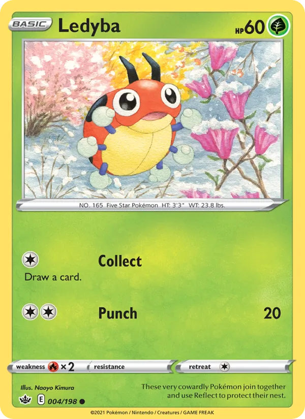 Ledyba Reverse Holo 004/198 Chilling Reign Pokémon Card