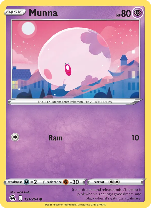 Munna Reverse Holo 121/264 Fusion Strike Pokémon Card