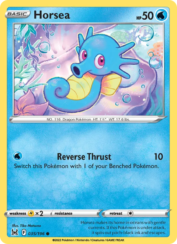 Horsea Reverse Holo 035/196 Lost Origin Pokémon Card