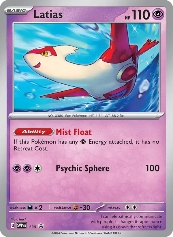 Latias Non-Foil 139/225 SVP Black Star Promos Pokémon Card