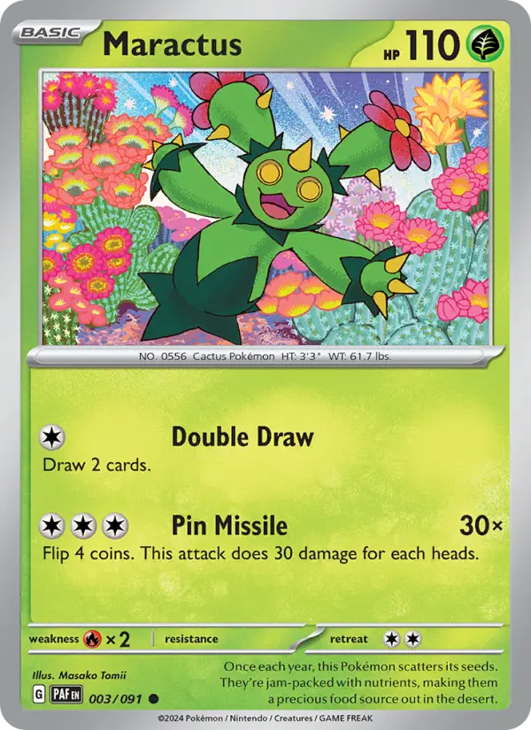 Maractus Reverse Holo 003/91 Paldean Fates Pokémon Card