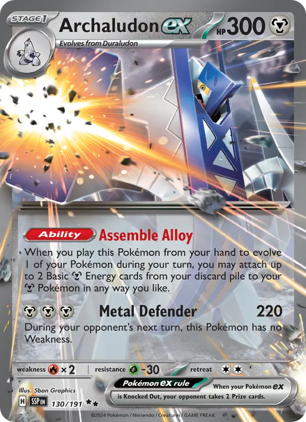 Archaludon ex Holo 130/191 Surging Sparks Pokémon Card