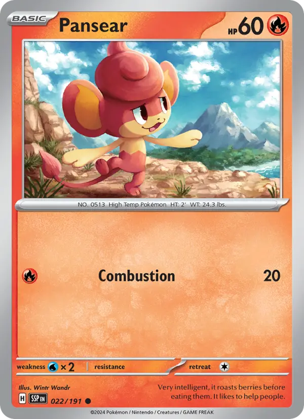 Pansear Reverse Holo 022/191 Surging Sparks Pokémon Card