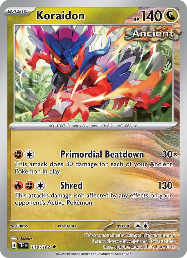 Koraidon Reverse Holo 119/162 Temporal Forces Pokémon Card