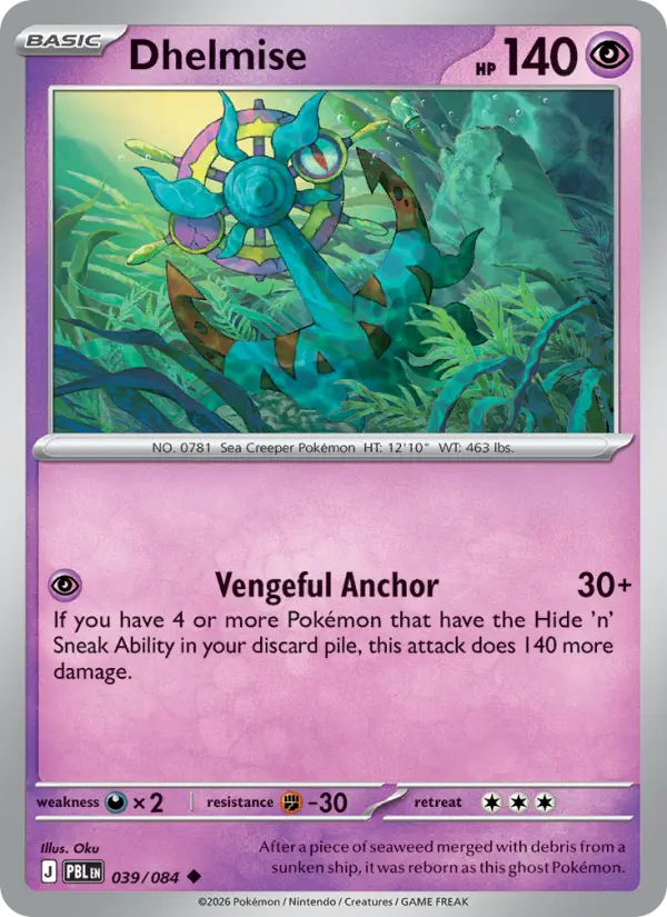 Dhelmise Reverse Holo 039/84 Pitch Black Pokémon Card