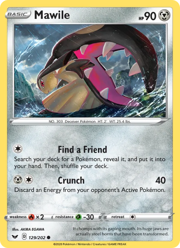 Mawile Reverse Holo 129/202 Sword & Shield Pokémon Card