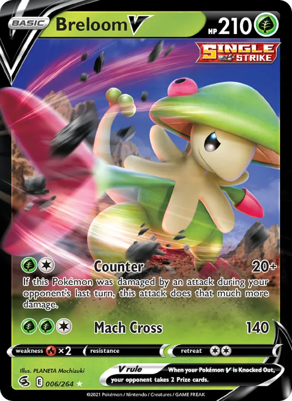 Breloom V Holo 006/264 Fusion Strike Pokémon Card