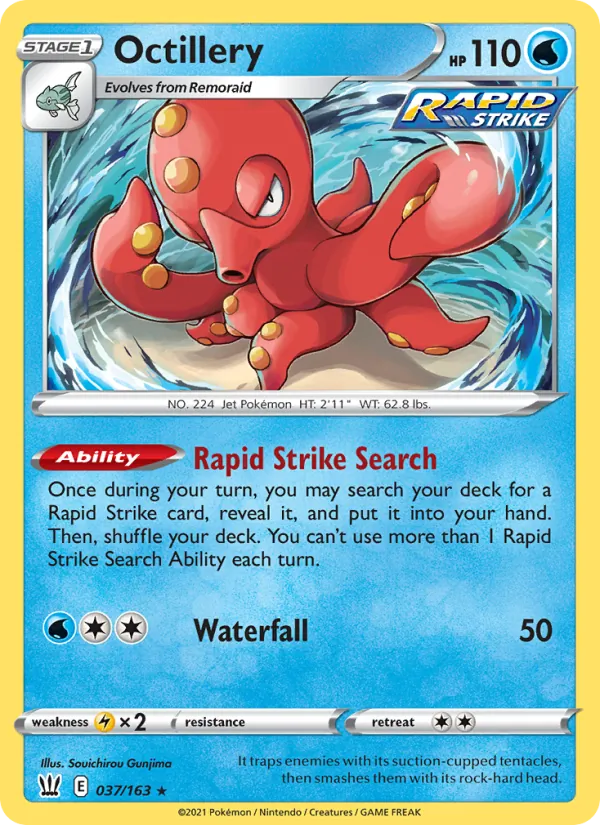 Octillery Reverse Holo 037/163 Battle Styles Pokémon Card