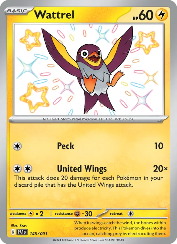 Wattrel Holo 145/91 Paldean Fates Pokémon Card