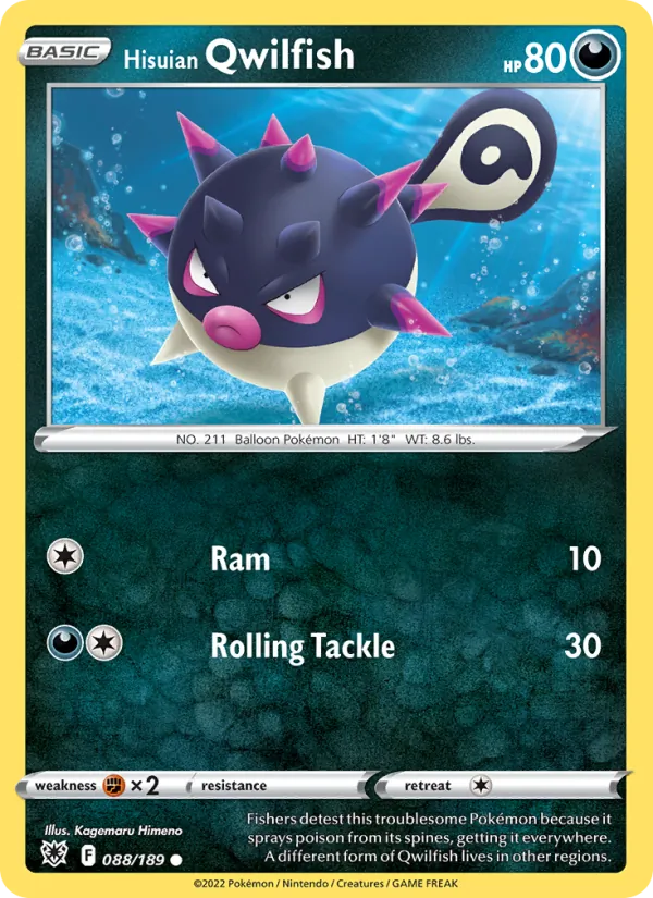 Hisuian Qwilfish Reverse Holo 088/189 Astral Radiance Pokémon Card