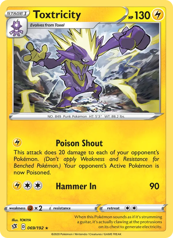 Toxtricity Reverse Holo 069/192 Rebel Clash Pokémon Card