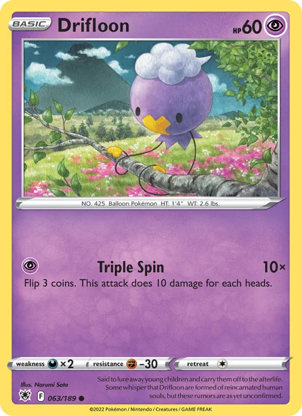 Drifloon Reverse Holo 063/189 Astral Radiance Pokémon Card