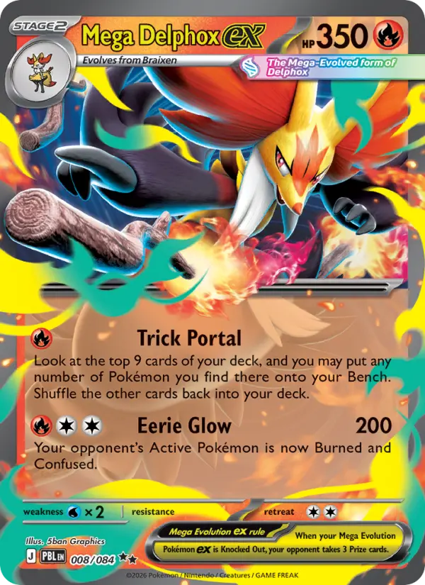 Mega Delphox ex Holo 008/84 Pitch Black Pokémon Card