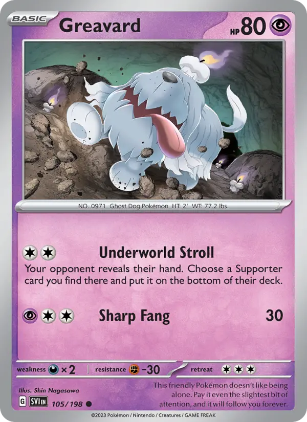 Greavard Non-Foil 105/198 Scarlet & Violet Pokémon Card