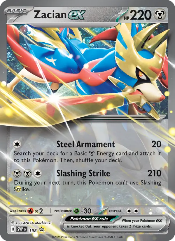 Zacian ex Non-Foil 198/225 SVP Black Star Promos Pokémon Card