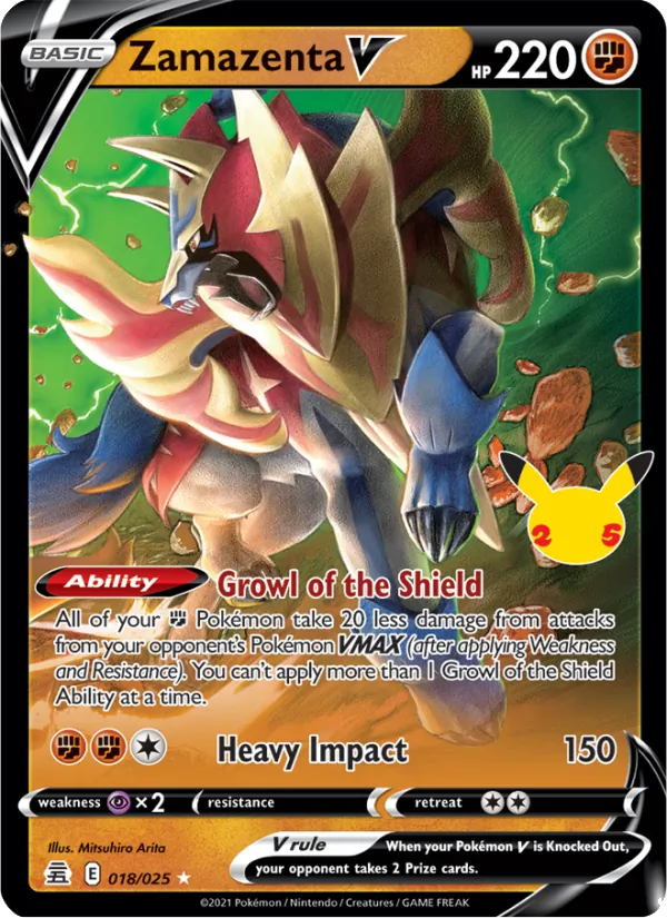 Zamazenta V Holo 018/25 Celebrations Pokémon Card