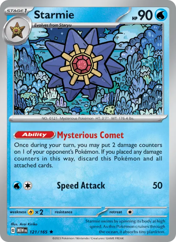 Starmie Reverse Holo 121/165 151 Pokémon Card