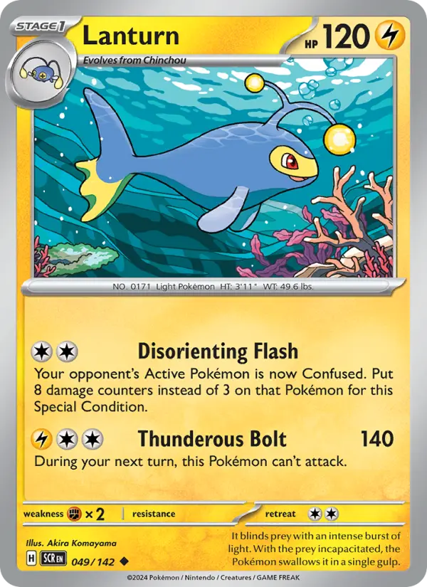 Lanturn Reverse Holo 049/142 Stellar Crown Pokémon Card
