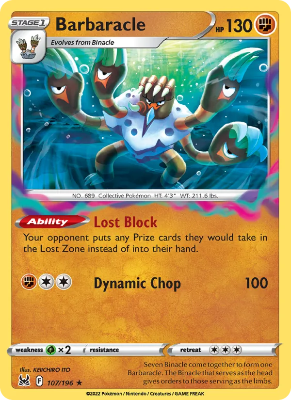 Barbaracle Reverse Holo 107/196 Lost Origin Pokémon Card
