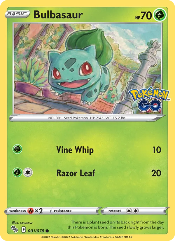 Bulbasaur Reverse Holo 001/78 Pokémon GO Pokémon Card