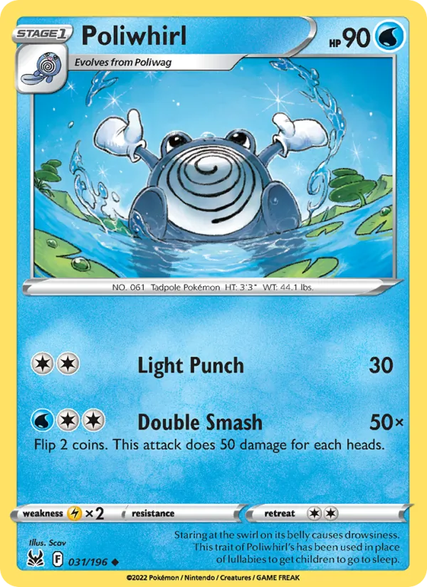 Poliwhirl Reverse Holo 031/196 Lost Origin Pokémon Card