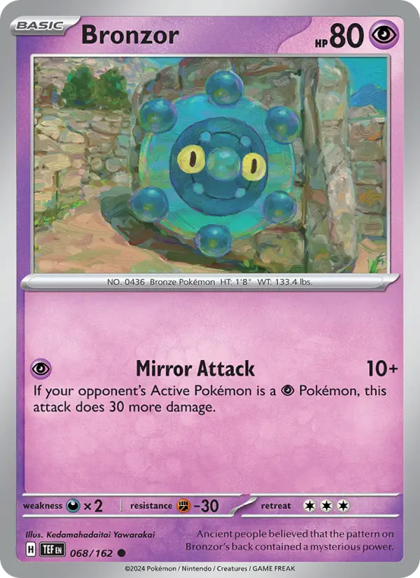 Bronzor Reverse Holo 068/162 Temporal Forces Pokémon Card