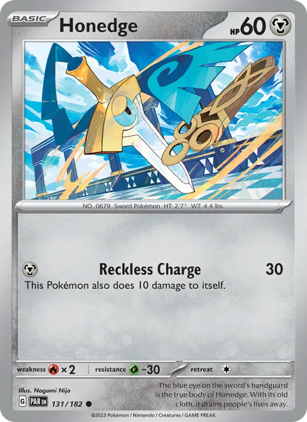Honedge Reverse Holo 131/182 Paradox Rift Pokémon Card