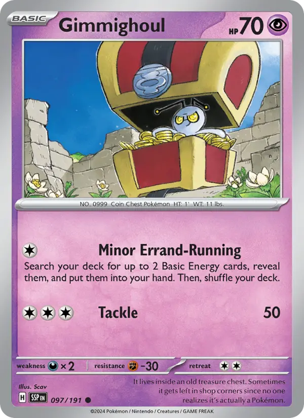 Gimmighoul Reverse Holo 097/191 Surging Sparks Pokémon Card