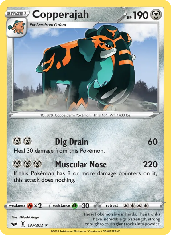 Copperajah Reverse Holo 137/202 Sword & Shield Pokémon Card