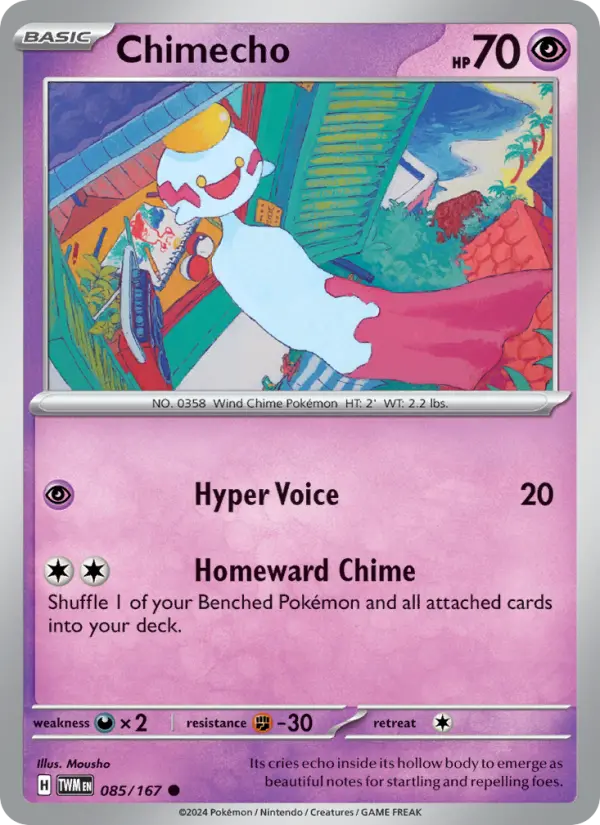 Chimecho Reverse Holo 085/167 Twilight Masquerade Pokémon Card